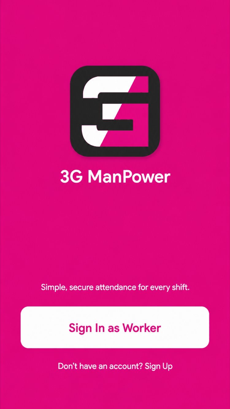 The 3G ManPower Worker sign-in screen