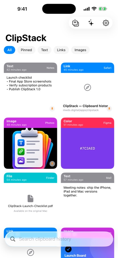 Clipboard history on iPhone