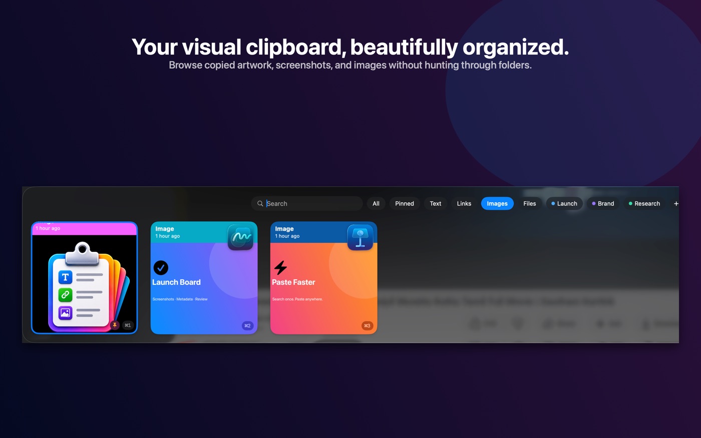 Image clips shown as cards on Mac