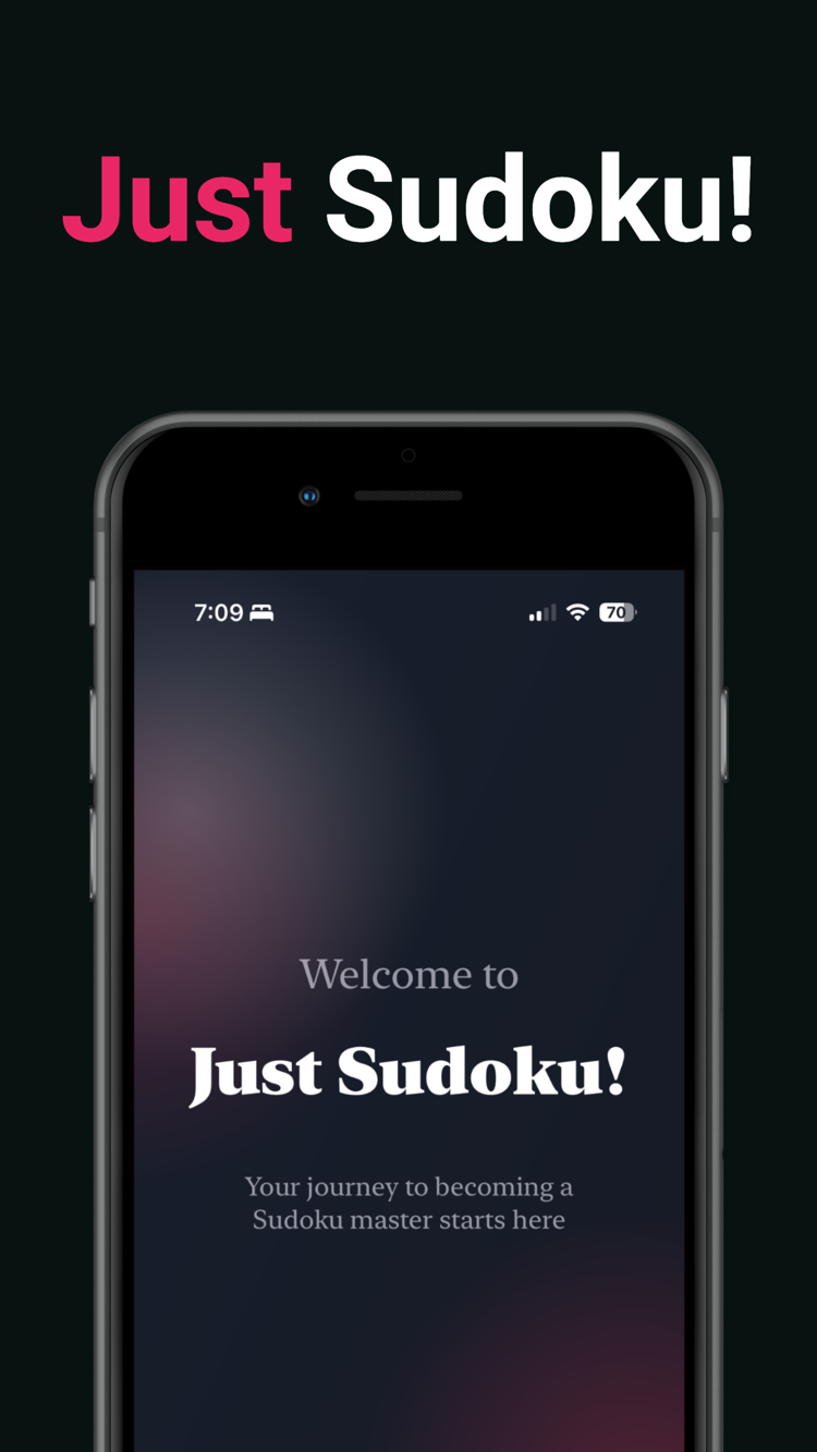 Just Sudoku welcome screen on iPhone