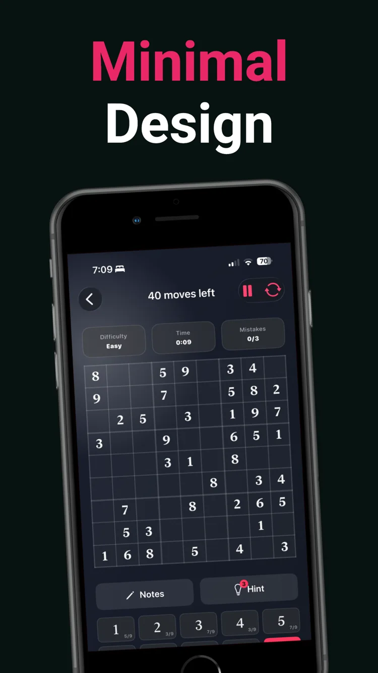 The board in Just Sudoku's minimal design