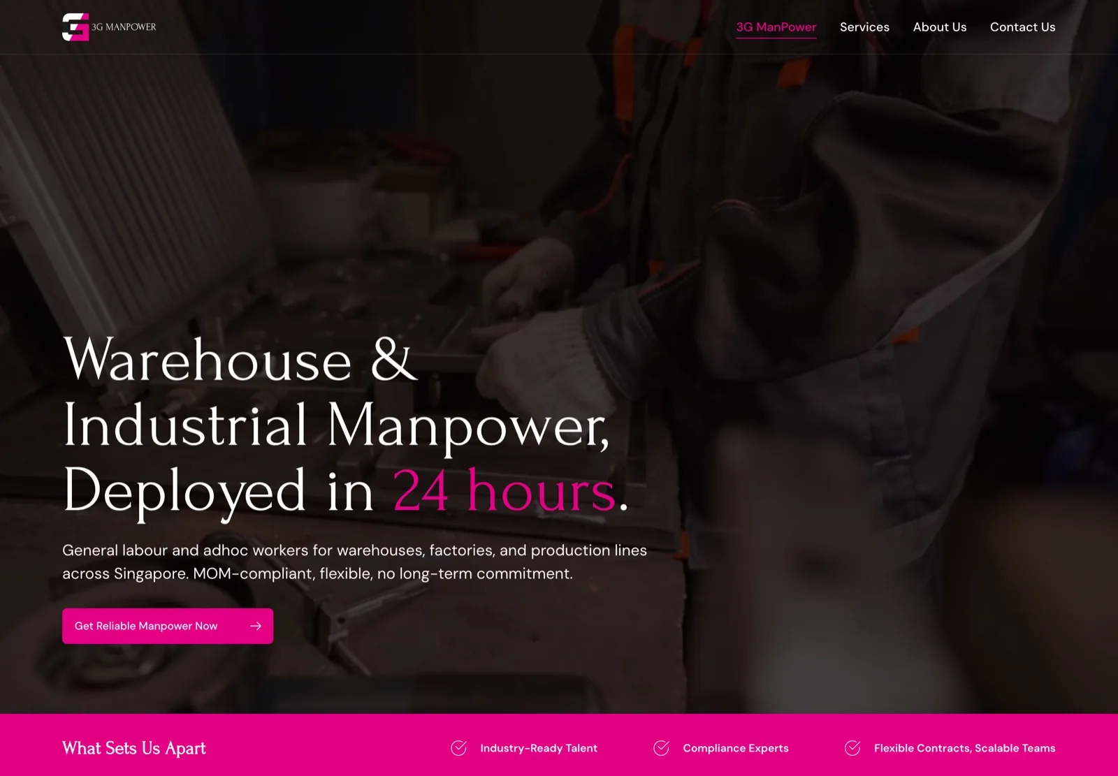 The 3G ManPower homepage MW Digital Solutions built