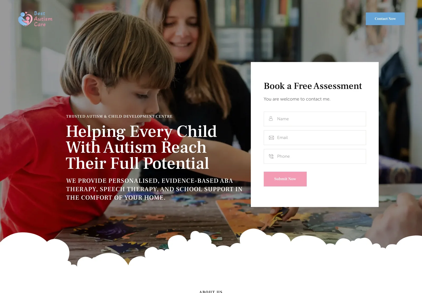 The Best Autism Care homepage MW Digital Solutions built
