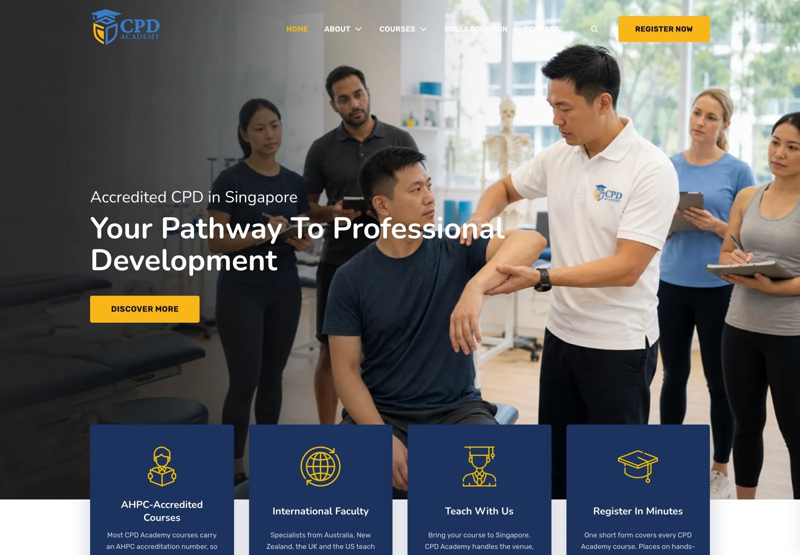 The redesigned CPD Academy homepage