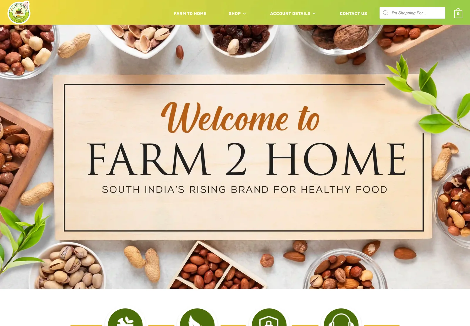 The Farm 2 Home homepage