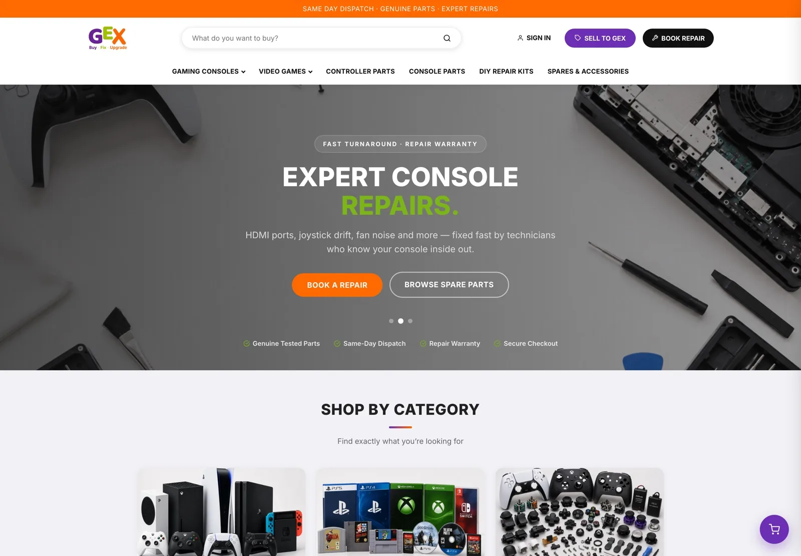The GEX homepage MW Digital Solutions built