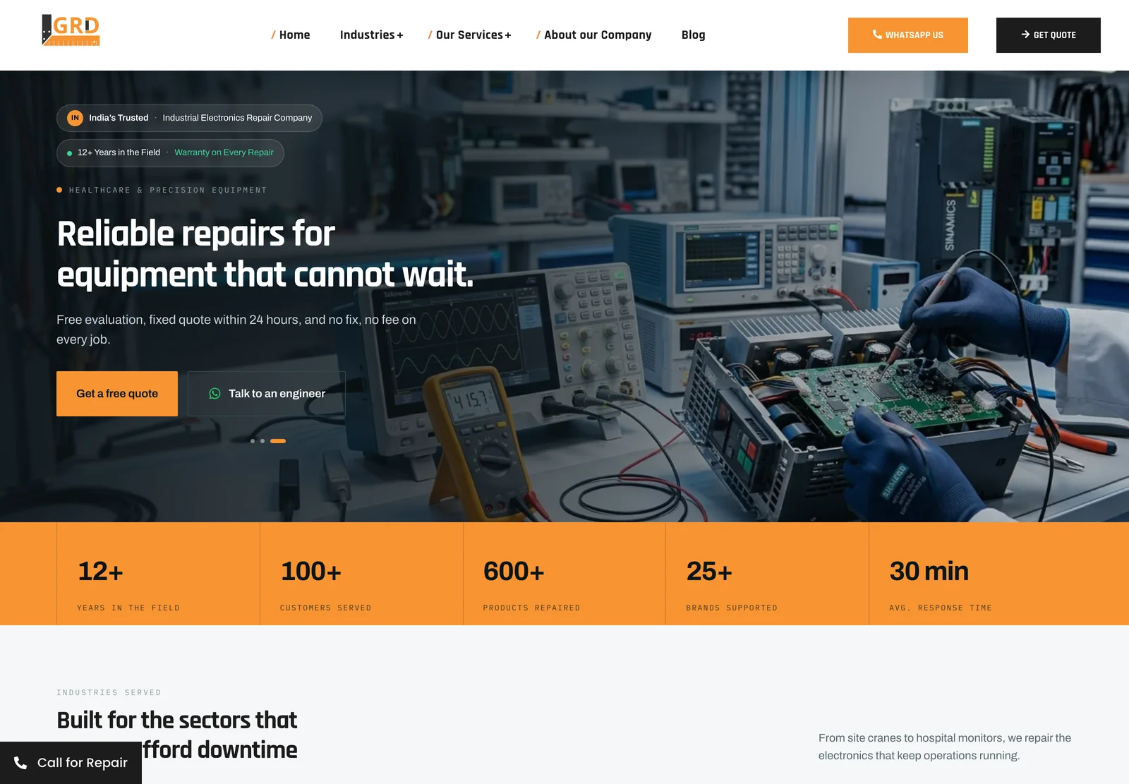 The GRD Solutions homepage