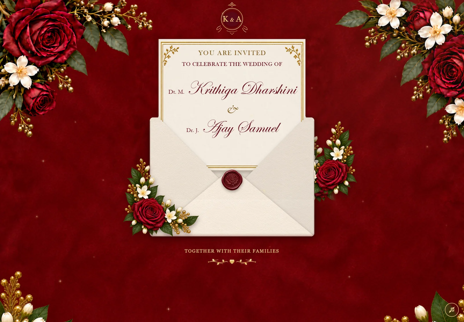 The Krithiga and Ajay wedding invitation