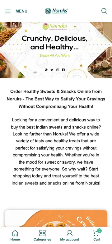 The Noruks homepage, on a phone
